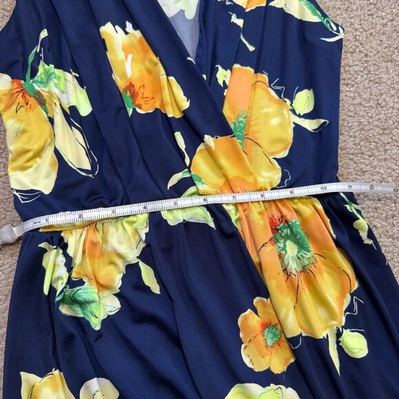 Modcloth Gilli navy blue and golden floral sleeveless midi dress, size small - Picture 8 of 9